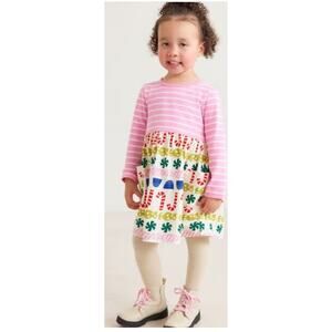Hanna Andersson Holiday Mixie Playdress Christmas Candy Cane Pink Sz 6-7 years